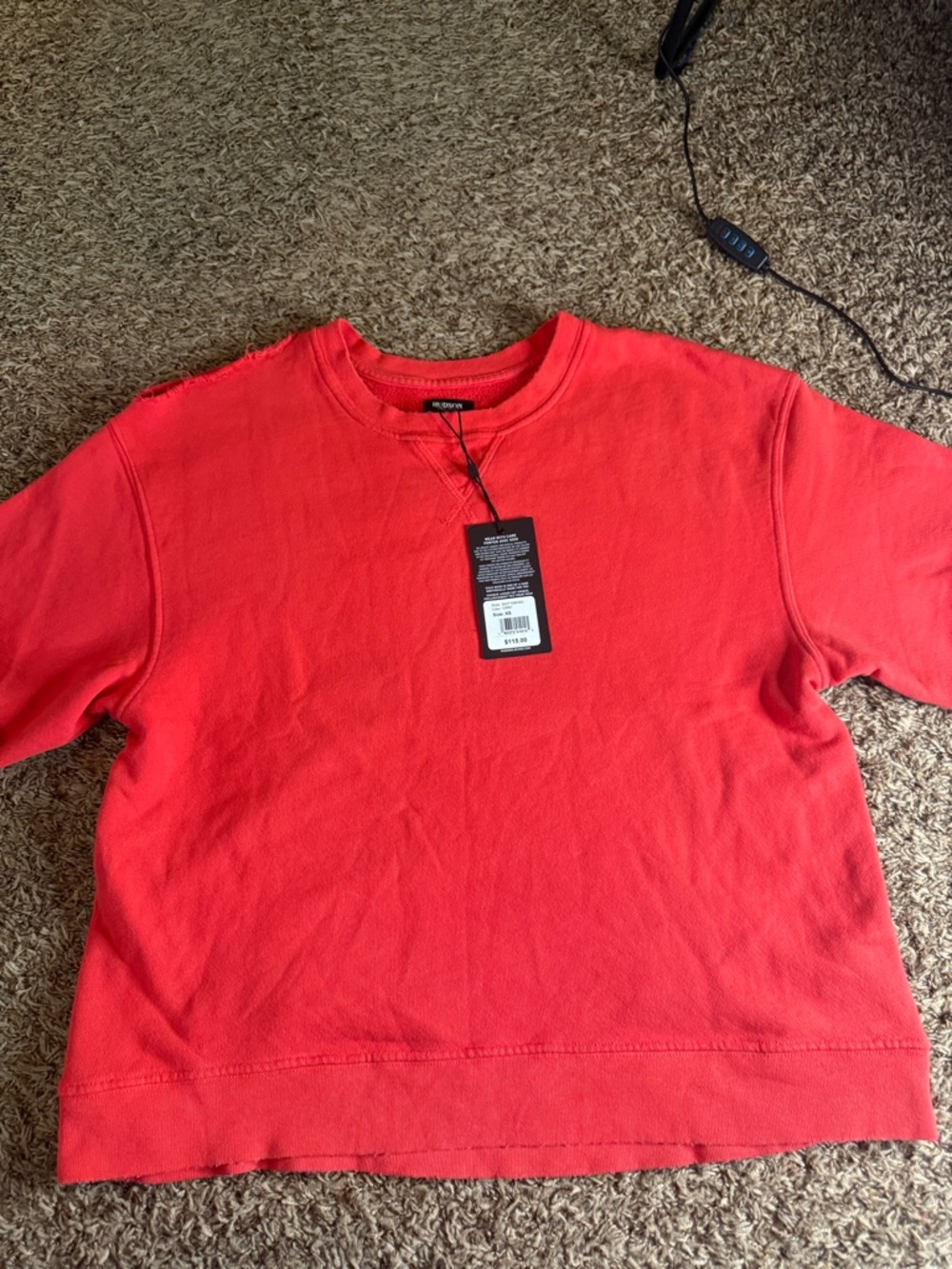 Hudson Jeans Cropped Sweatshirt NWT Redโ Raw Hem Boxy Oversized XS